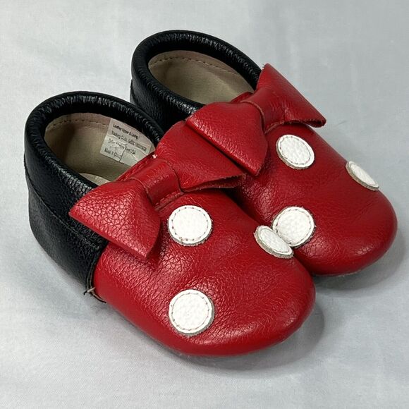 Disney MONKEY FEET MICKEY MOUSE Red Leather Shoes Size 12-18 Months. Unisex New - Picture 4 of 10